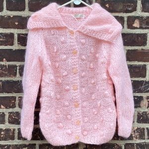 VINTAGE HANDMADE PINK DOT CARDIGAN